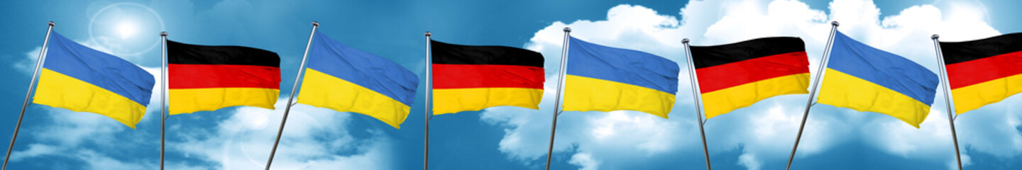 Ukraine flag with Germany flag, 3D rendering
