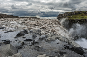 Fototapeta premium Dettifoss is a waterfall in Vatnajökull National Park in Northeast Iceland, and is reputed to be the most powerful waterfall in Europe.