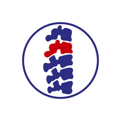 Vector  human spine isolated silhouette illustration. Spine pain medical center, clinic, institute, rehabilitation, diagnostic, surgery logo element. Spinal icon symbol design. Concept of scoliosis