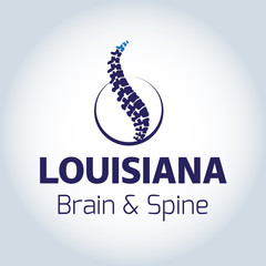 Vector  human spine isolated silhouette illustration. Spine pain medical center, clinic, institute, rehabilitation, diagnostic, surgery logo element. Spinal icon symbol design. Concept of scoliosis