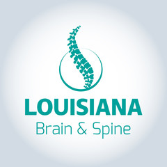 Vector logo template. Human spine isolated silhouette illustration. Spine pain medical center, clinic, rehabilitation, diagnostic, surgery logo element. Flat modern silhouette illustration. Scoliosis