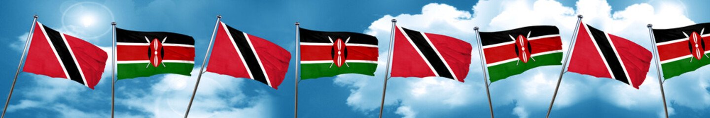 Trinidad and tobago flag with Kenya flag, 3D rendering