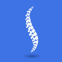 Vector  human spine isolated silhouette illustration. Spine pain medical center, clinic, institute, rehabilitation, diagnostic, surgery logo element. Spinal icon symbol design. Concept of scoliosis