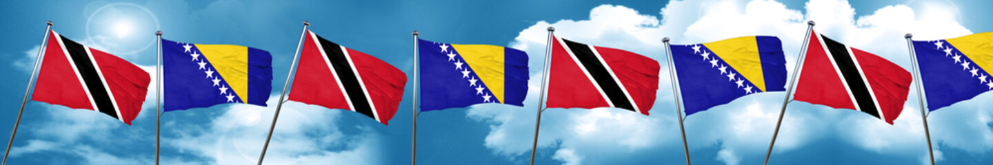Trinidad and tobago flag with Bosnia and Herzegovina flag, 3D re