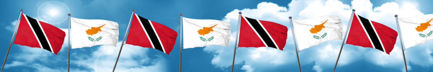 Trinidad and tobago flag with Cyprus flag, 3D rendering
