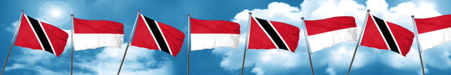 Fototapeta na wymiar Trinidad and tobago flag with Indonesia flag, 3D rendering