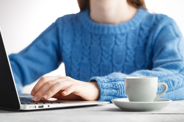 Student preparing for the exam and drink coffee