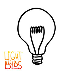 Light bulb icon. Concept of big ideas inspiration, innovation, invention, effective thinking. Isolated. Vector illustration.  Idea symbol. Vector. sketch. Hand-drawn doodle sign. 