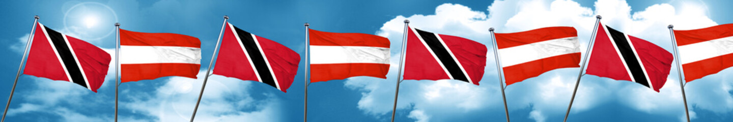 Trinidad and tobago flag with Austria flag, 3D rendering