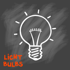 Light bulbs icon. Concept of big ideas inspiration, innovation, invention, effective thinking. CFL lamp. Isolated. Vector illustration. Idea symbol. Vector. sketch. Sign. On chalck background
