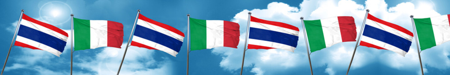 Thailand flag with Italy flag, 3D rendering
