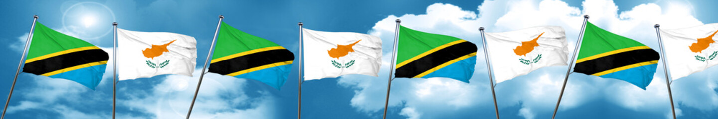 Tanzanian flag with Cyprus flag, 3D rendering