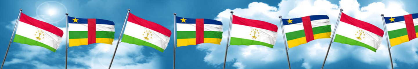 Fototapeta na wymiar Tajikistan flag with Central African Republic flag, 3D rendering