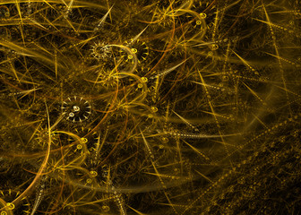  Wide Abstract SteamPunk  Background - Fractal Art