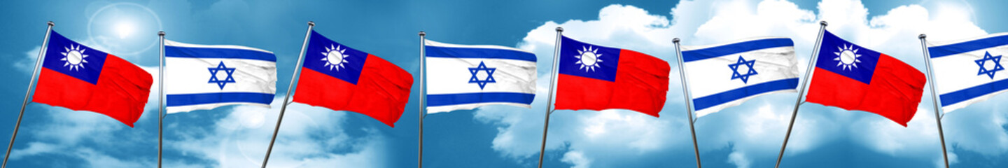 Naklejka premium Taiwan flag with Israel flag, 3D rendering