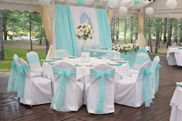 Luxury decorated tables for wedding ceremony