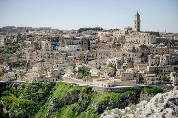 Fototapeta na wymiar Panoramic view of Matera, Unesco heritage and European capital of culture 2019, Italy