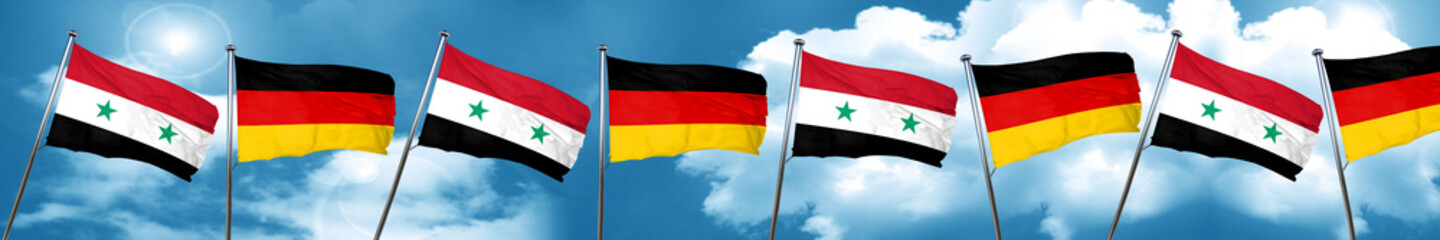Syria flag with Germany flag, 3D rendering