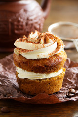 Cupcakes tiramisu with coffee syrup.