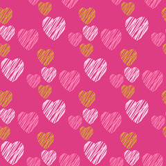 Hand drawn hearts seamless pattern. 