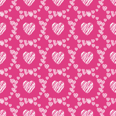 Hand drawn hearts seamless pattern. 
