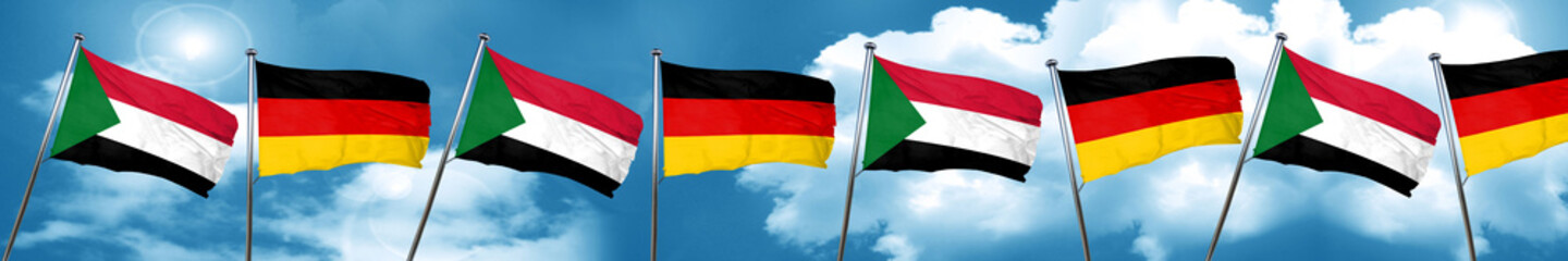 Sudan flag with Germany flag, 3D rendering