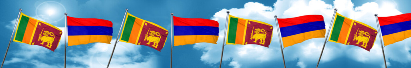 Sri lanka flag with Armenia flag, 3D rendering