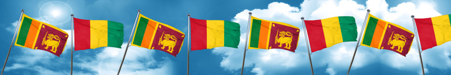 Sri lanka flag with Guinea flag, 3D rendering
