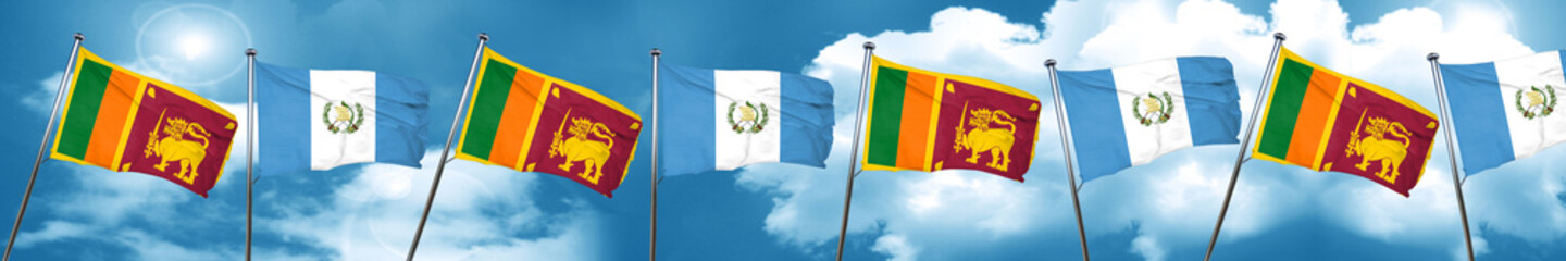 Sri lanka flag with Guatemala flag, 3D rendering