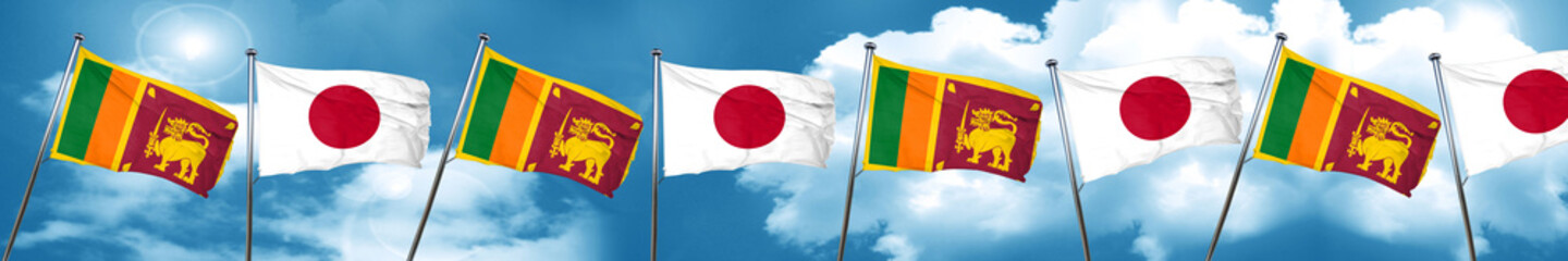 Sri lanka flag with Japan flag, 3D rendering