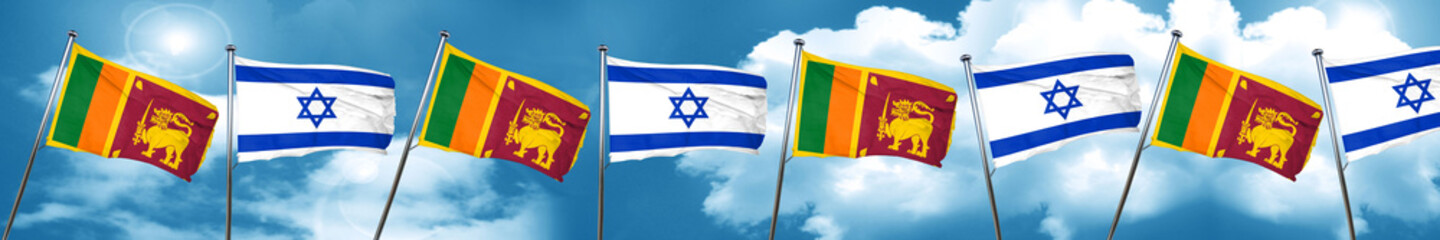 Sri lanka flag with Israel flag, 3D rendering