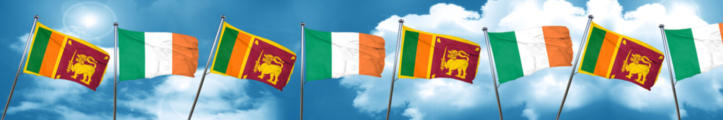 Sri lanka flag with Ireland flag, 3D rendering