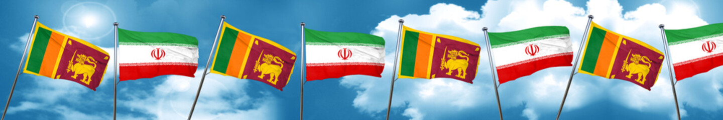 Sri lanka flag with Iran flag, 3D rendering