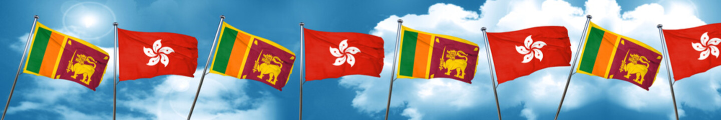 Sri lanka flag with Hong Kong flag, 3D rendering