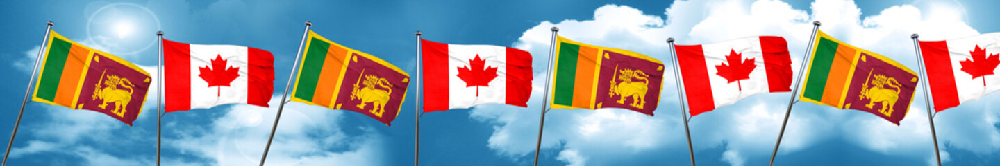 Sri lanka flag with Canada flag, 3D rendering