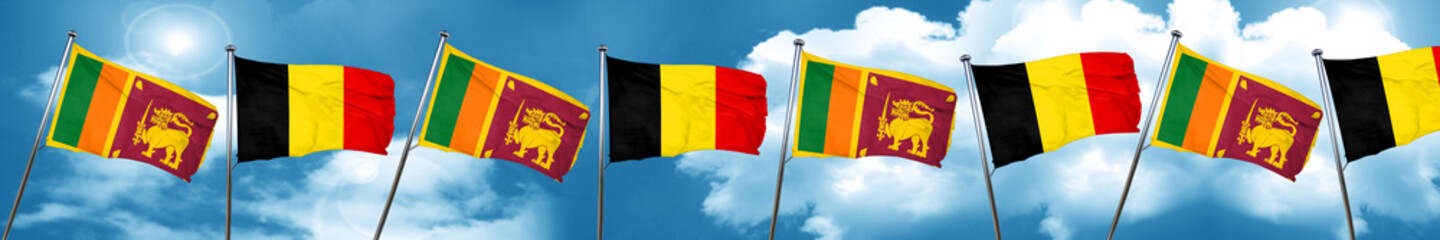 Sri lanka flag with Belgium flag, 3D rendering