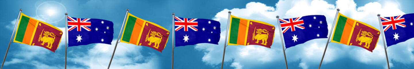 Sri lanka flag with Australia flag, 3D rendering