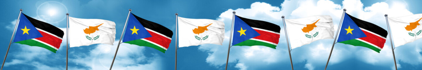 south sudan flag with Cyprus flag, 3D rendering