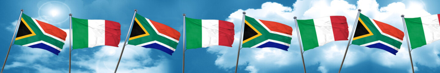 South africa flag with Italy flag, 3D rendering