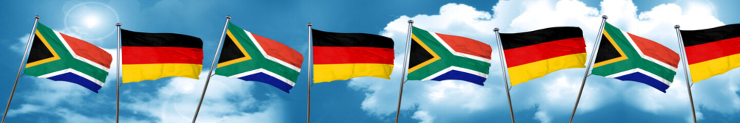 South africa flag with Germany flag, 3D rendering