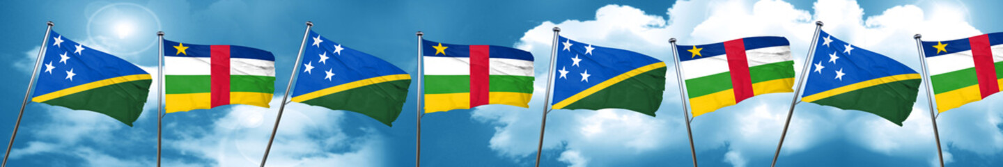 Solomon islands flag with Central African Republic flag, 3D rend