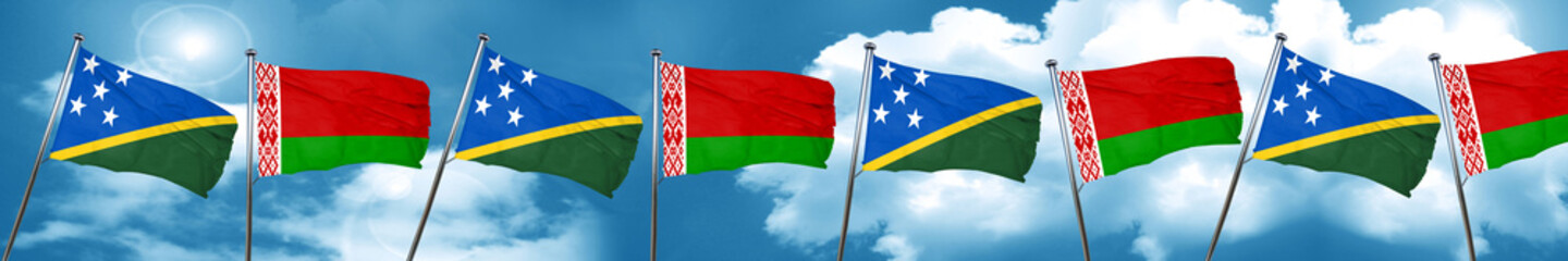 Fototapeta na wymiar Solomon islands flag with Belarus flag, 3D rendering