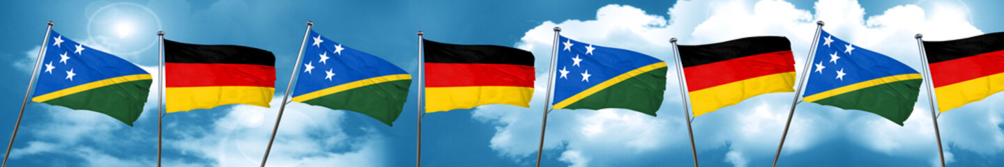Solomon islands flag with Germany flag, 3D rendering