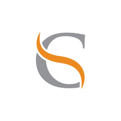 Naklejka premium initial letter logo with swoosh grey orange