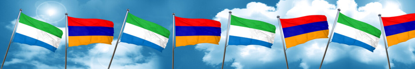 Sierra Leone flag with Armenia flag, 3D rendering