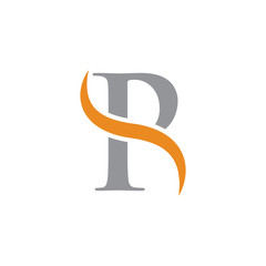 initial letter logo with swoosh grey orange