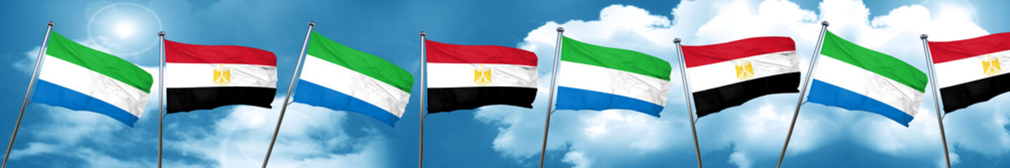 Fototapeta na wymiar Sierra Leone flag with egypt flag, 3D rendering