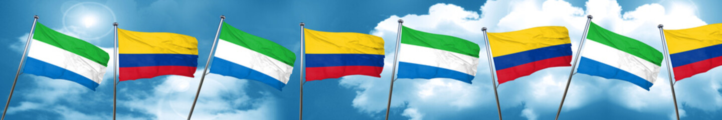 Sierra Leone flag with Colombia flag, 3D rendering