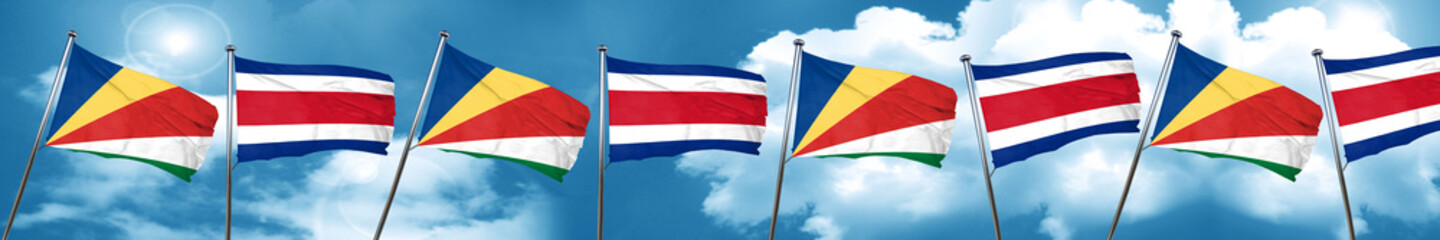 seychelles flag with Costa Rica flag, 3D rendering