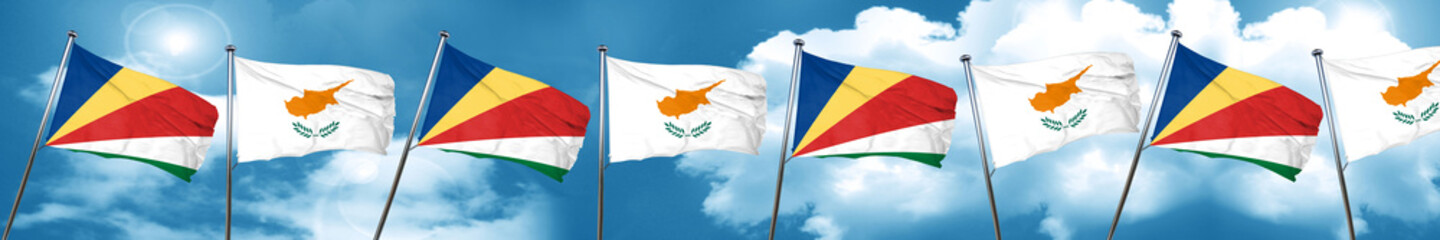 seychelles flag with Cyprus flag, 3D rendering